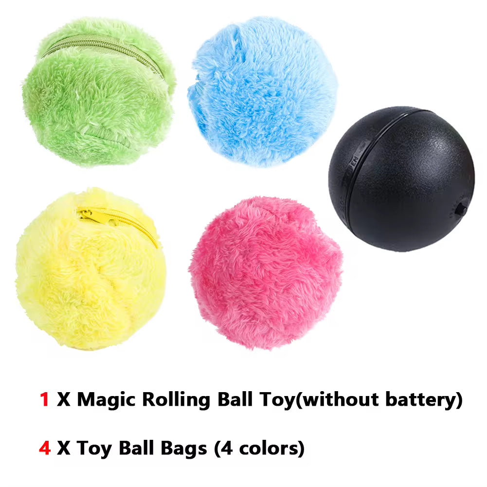 Automatic Interactive Plush Rolling Ball Toy for Dogs and Cats